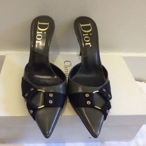 DIOR Green and Black Mules